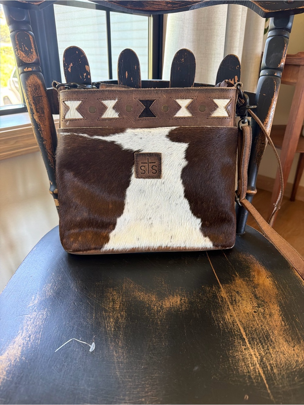 STS Ranchwear Brown and White Hair-on-Hide Crossbody Bag